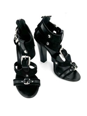 Giuseppe Zanotti X Balmain Black Strappy Buckled Gladiator High Heel Sandal 39